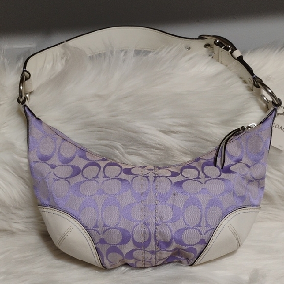 SALE! RARE! Coach Lavender Iris/White Signature Small Hobo Bag - Picture 3 of 16